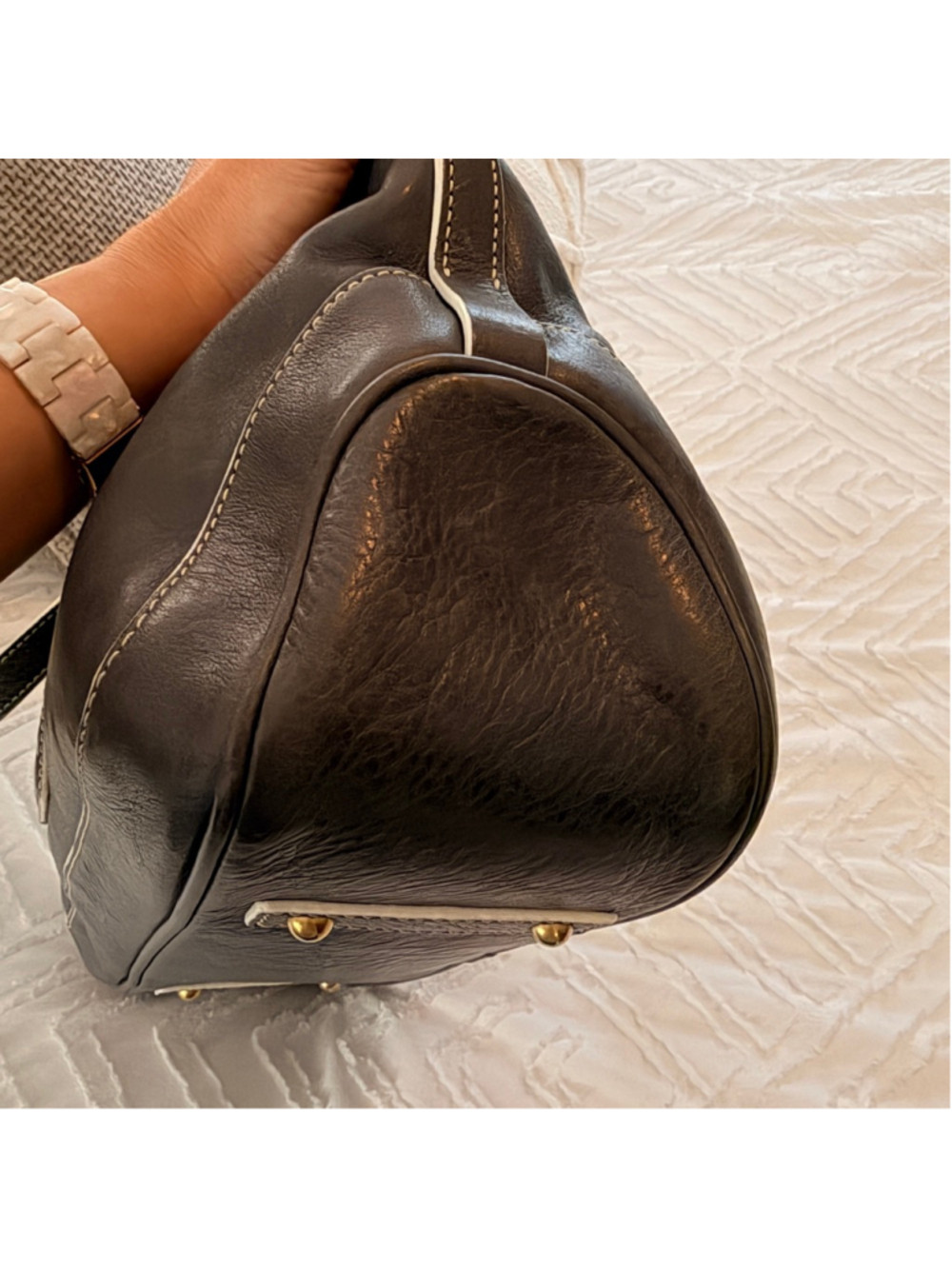 Dooney & Bourke Florentine Shopper Tote Gray Leather Shoulder Bag Tassels - Picture 8 of 17